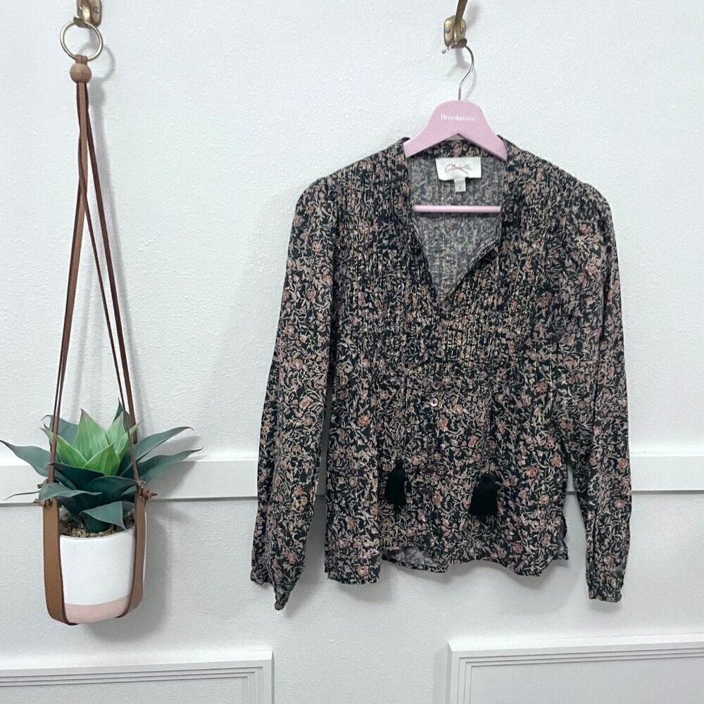 Cleobella Allison Dark Academia Floral Long-Sleeve Shirt Blouse Women’s S